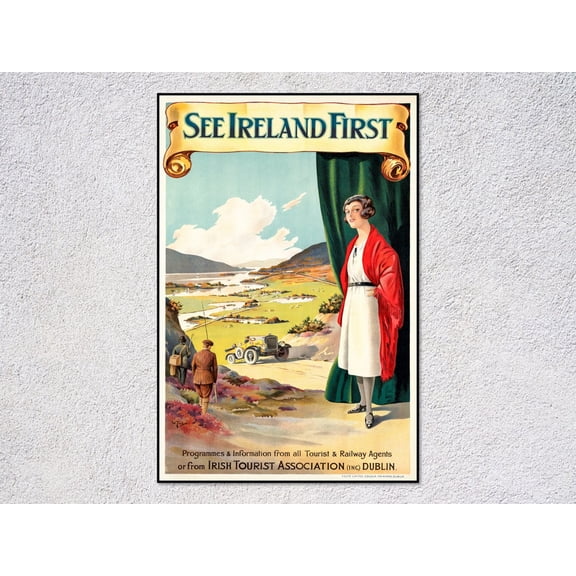 Ireland Travel Poster, Unframed Paper Poster 8x10in