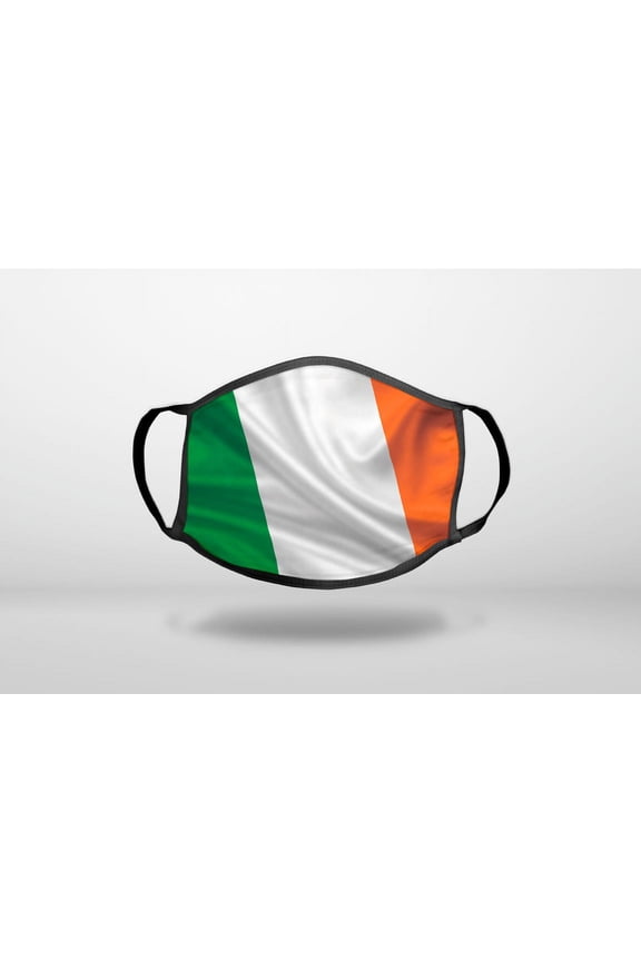 Ireland Waving Flag - 3-Ply Reusable Soft Cloth Face Covering, Unisex, Cotton Inner Layer