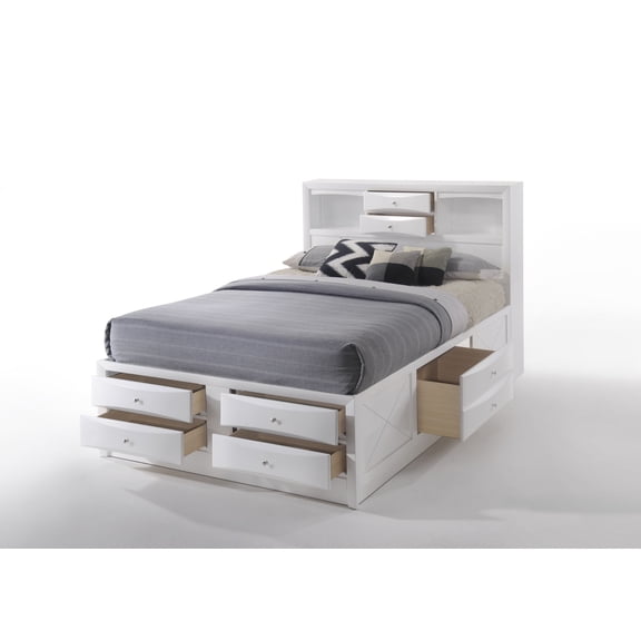 Ireland White Finish EK Bed W/Storage (EK Bed Only)