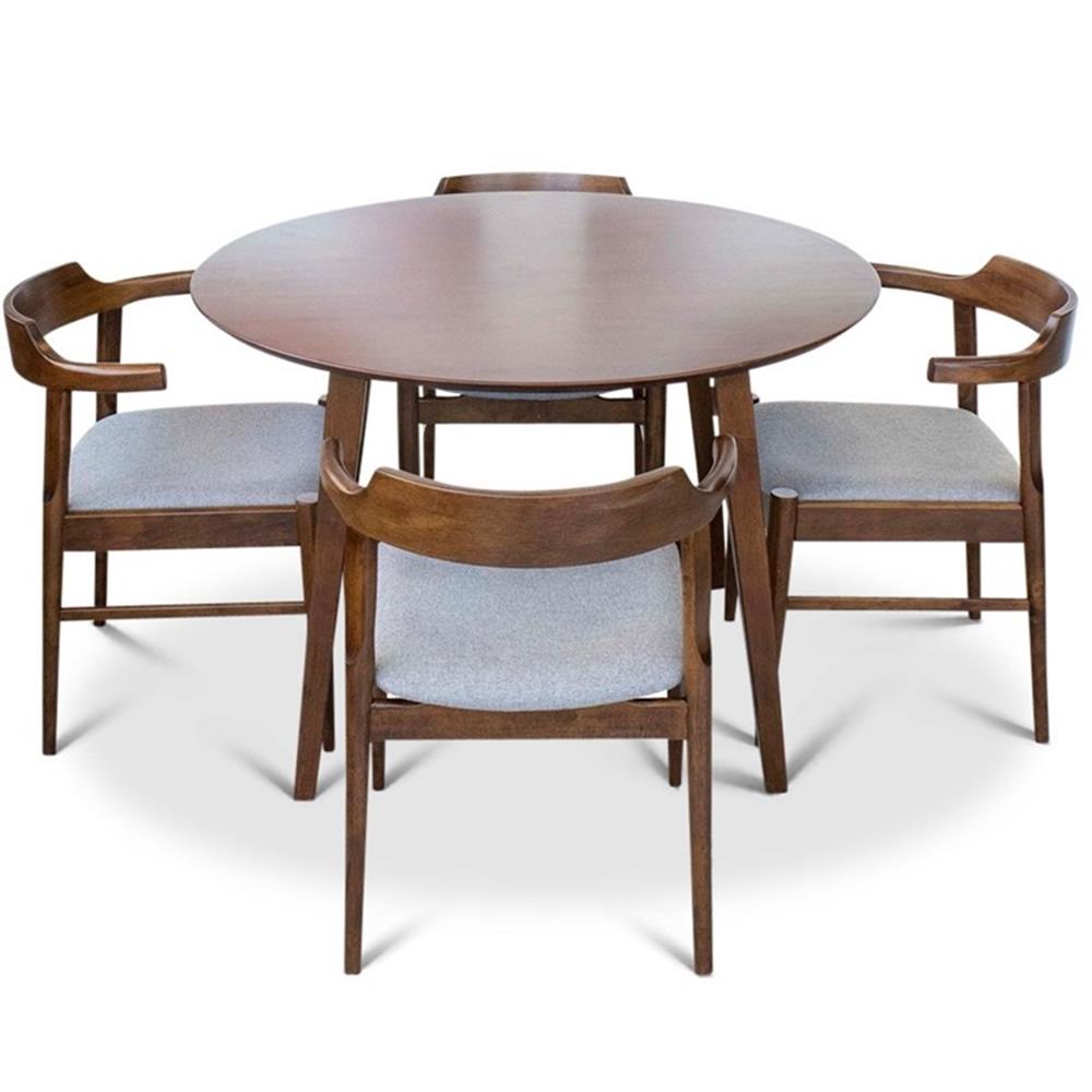 Irelynn Modern Solid Wood Walnut 5 Piece Kitchen & Dining Room Set ...