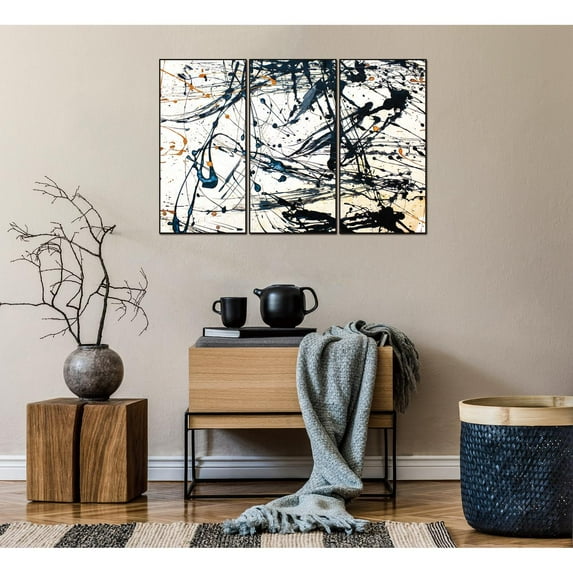 Whiteline Modern Living Irena 3-Piece 48"x24" (each) Canvas Wall Art, Black PS Frame