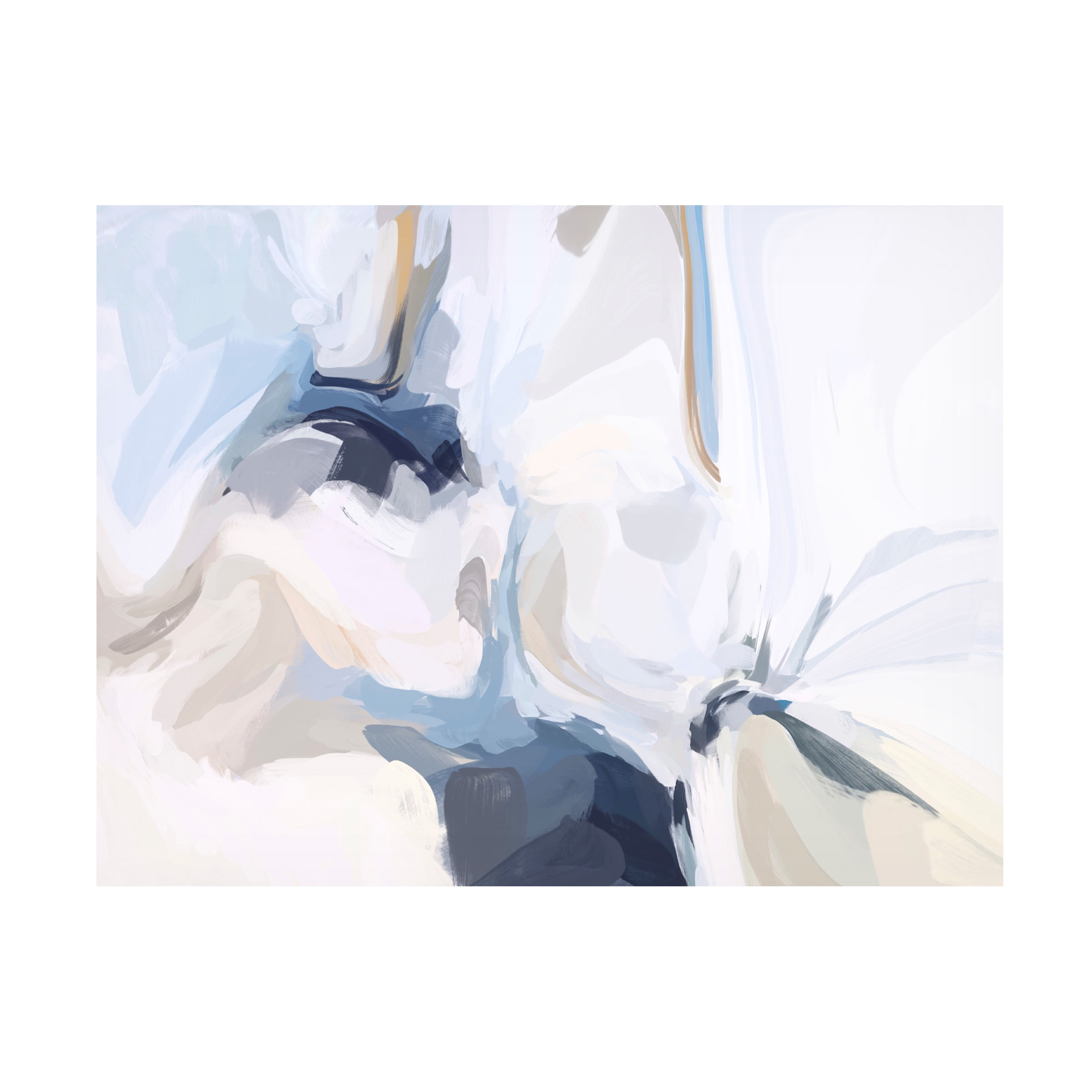 Large Blue and White Abstract Canvas Print