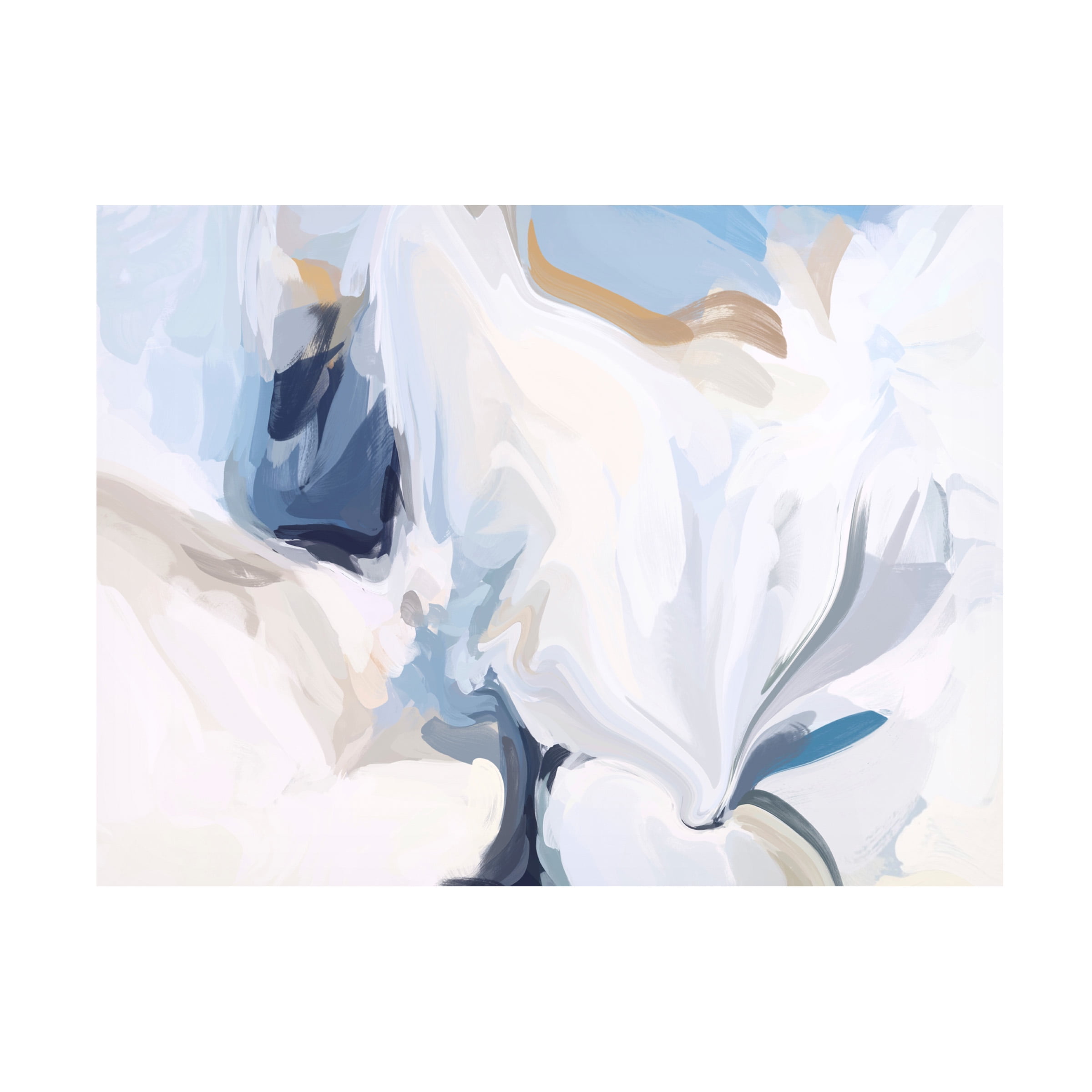 Large Blue and White Abstract Canvas Art