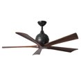 thumbnail image 1 of Irene-5 five-blade paddle fan in Matte Black finish with 52" solid walnut tone blades., 1 of 7