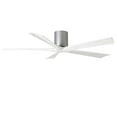 thumbnail image 1 of Irene-5H five-blade flush mount paddle fan in Brushed Nickel finish with 60” solid matte white wood blades.&nbsp;, 1 of 7