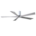 thumbnail image 1 of Irene-5H five-blade flush mount paddle fan in Gloss White finish with 60” solid barn wood tone blades.&nbsp;, 1 of 7