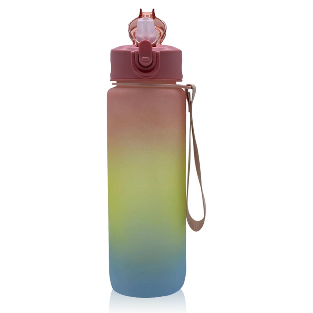 1pc 1000ml pink large capacity PC water bottle,portable cute bear shaped  straw cup,for home and outdoor travel