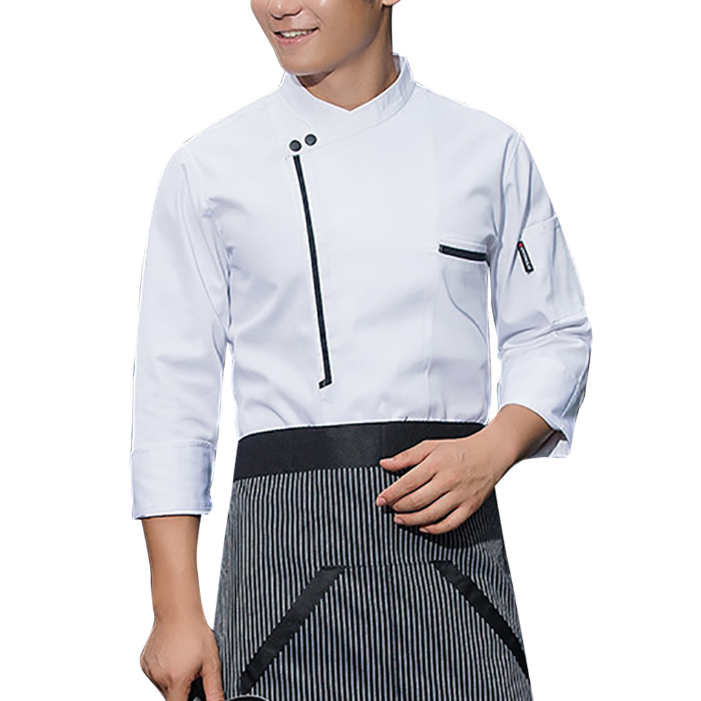 Irene Inevent Chef Coat Unisex-Adult Long Sleeved Air Permeability Bake Easy Clean Cooking Uniform for Autumn and Winter Restaurant Cake Shop White L - image 1 of 10