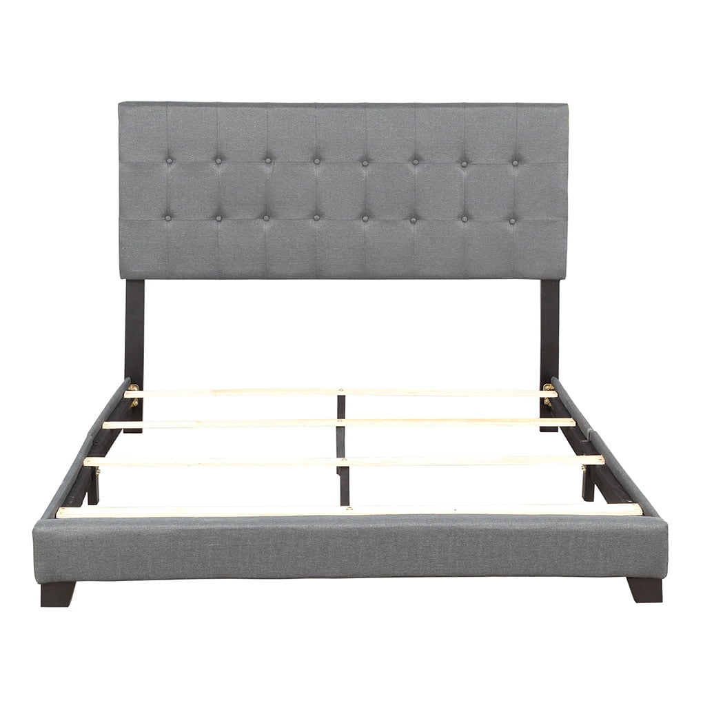 Irene Inevent Upholstered Linen Stitch Tufted Platform Bed with Slat