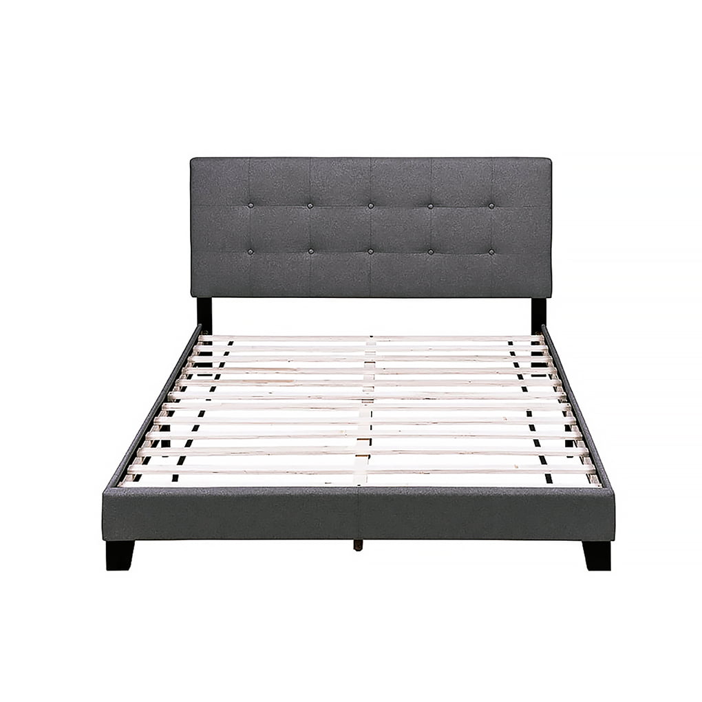 Irene Inevent Wood Tufted Platform Bed, Full, Soft Grey - Walmart.com