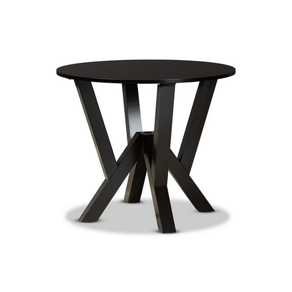 Irene Modern and Contemporary Dark Brown Finished 35-Inch-Wide Round Wood Dining Table