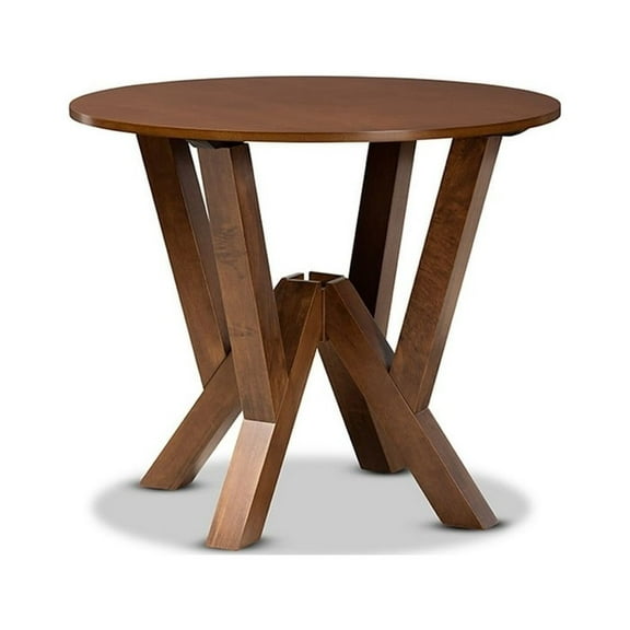 Baxton Studio Irene Modern and Contemporary Walnut Brown Finished 35-Inch-Wide Round Wood Dining Table