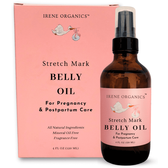 Irene Organics Natural Stretch Mark Belly and Body Oil for Pregnancy and Postpartum - 4oz