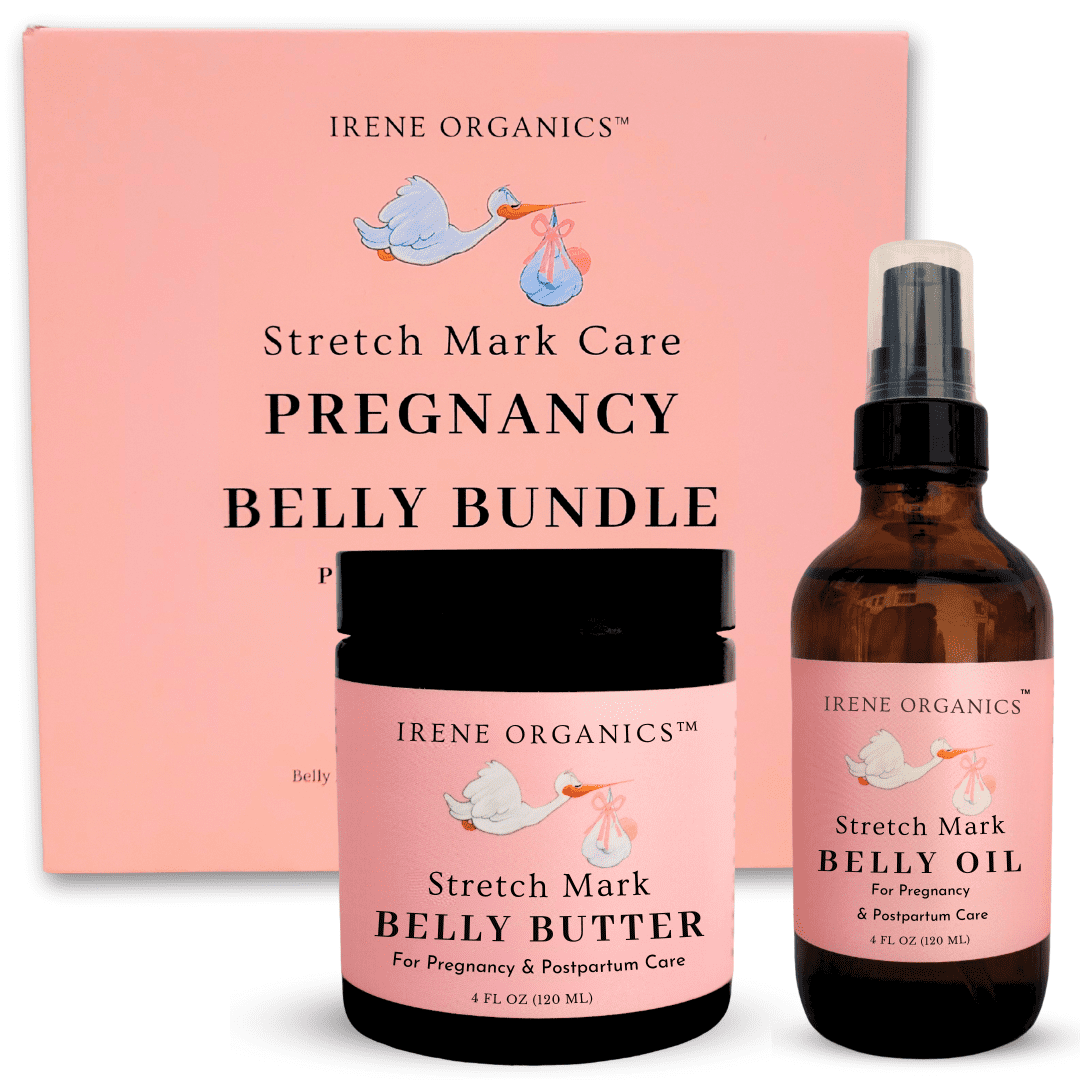 Irene Organics Pregnancy Stretch Mark Belly Butter and Belly Oil Bundle (Small)