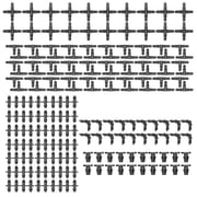 Irfora 200 Pieces Irrigation Fitting Kit Drip Irrigation Barbed Connectors Compatible with 1/4 Inch Water Hose Connectors for Garden Lawn Drip Systems20 4-Way Coupling, 20 Elbows, 80 Straight Barb