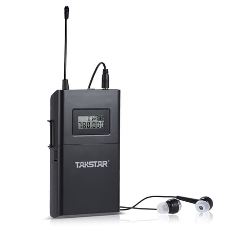 Irfora WPM-200R UHF Wireless Audio System LCD Display 6 Selectable Channels 50m Transmission Distance with In-Ear Headphones