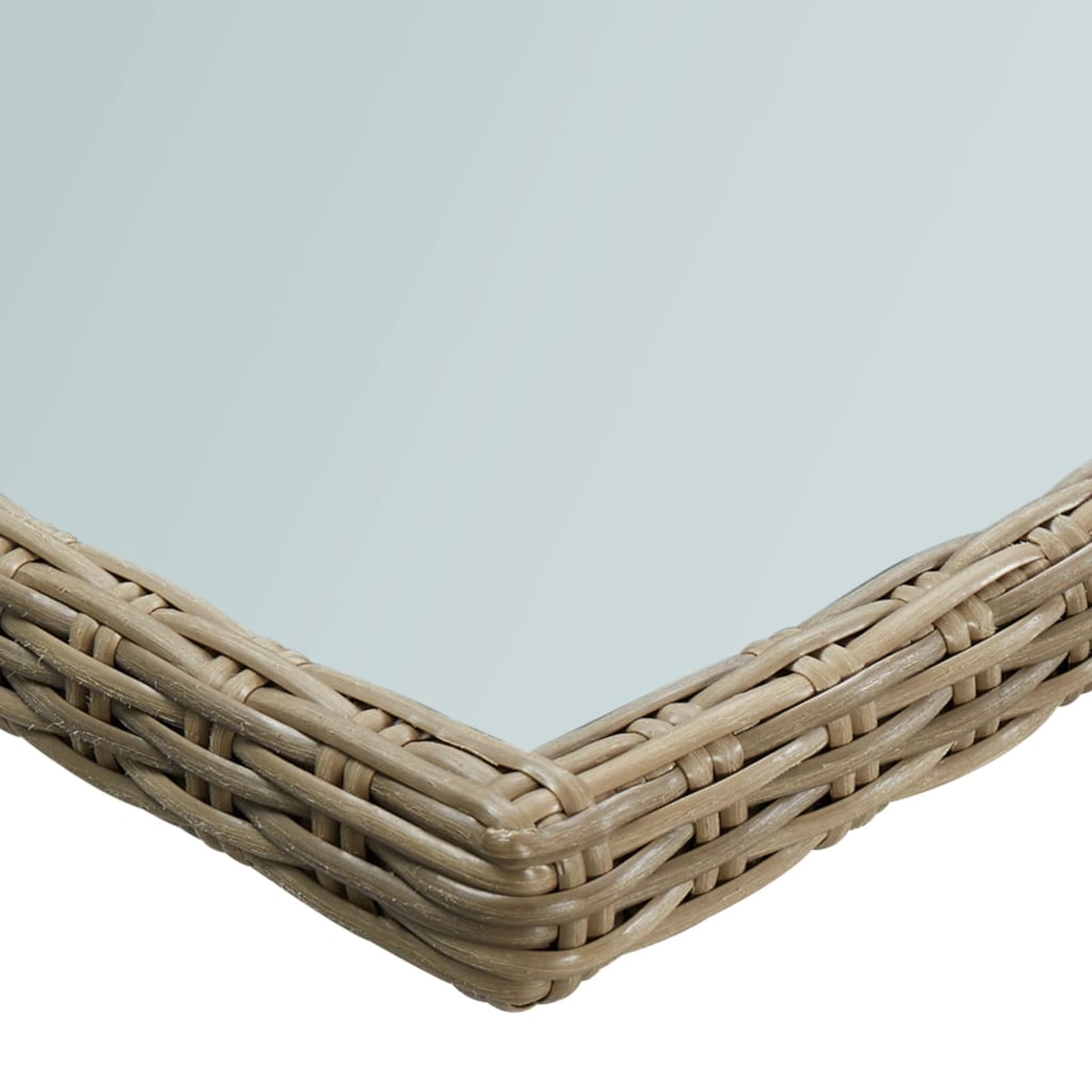 Elegant Garden Patio Dining Table in Brown Poly Rattan with Glass Top