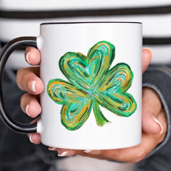 Irish Shamrock Coffee Mug - Lucky Four Leaf Clover Gift For St_ Patrick's Day