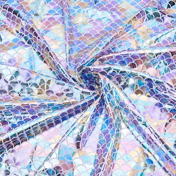 Iridescence Fabric Sparkly Fish Scale Stretch Fabric 1.7 Yards Wide Glitter Fish Scale Print Fabrics Colorful Spandex Fabrics
