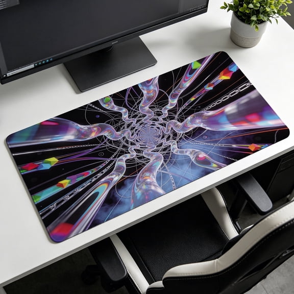 Iridescent 3D Geometric Abstract Art Mouse Pad，Non Slip Rubber Pad，Desktop Decoration Drotection Pad，Washable，Lock Edge Multi Size，Mousepad for Office
