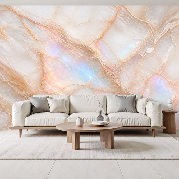 Iridescent Abstract Design Tones Gold Highlights Elegant Abstract Peel and Stick Wall Murals 69"H x 96"W Removable PVC Wallpaper Self-Adhesive Wall Paintings for Bedroom Living Room