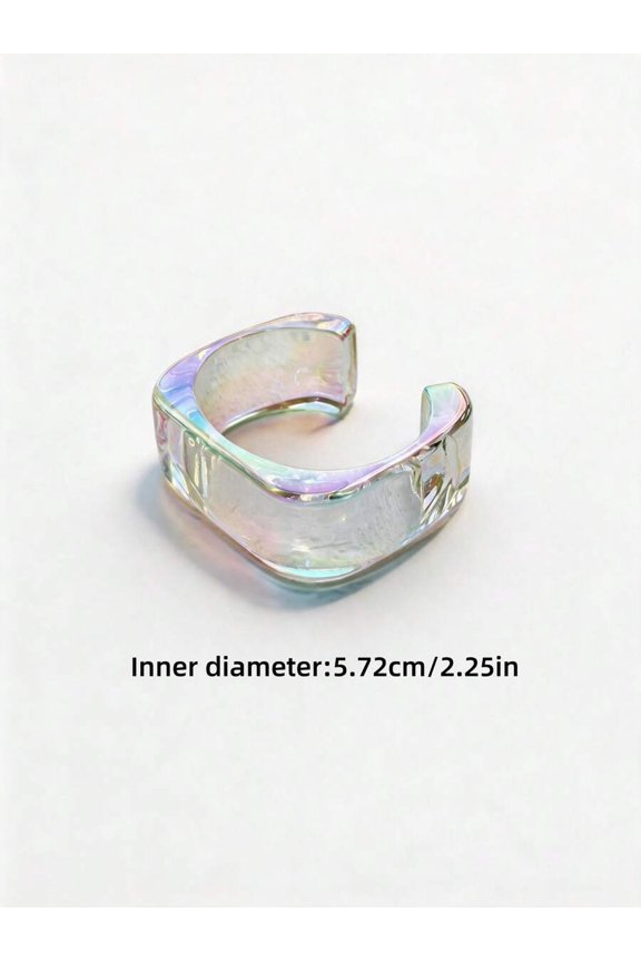 Iridescent Acrylic Chunky Cuff Bangle Bracelet - Colorful H Style, 1 Piece