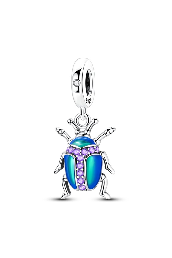 Iridescent Beetle Pendant Charm, Compatible with Most Bracelet, Charm for Bracelet