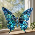 thumbnail image 1 of Iridescent Blue Butterfly Acrylic Hanging Ornament, Flat Printed Wall Decor, Lightweight Art Pendant, Exquisite Home Gift for Living Room, Window and Wall Display, 1 of 7