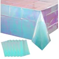 thumbnail image 1 of Iridescent Blue Plastic Tablecloths Disposable Table Covers 40”X108”, 1 of 3