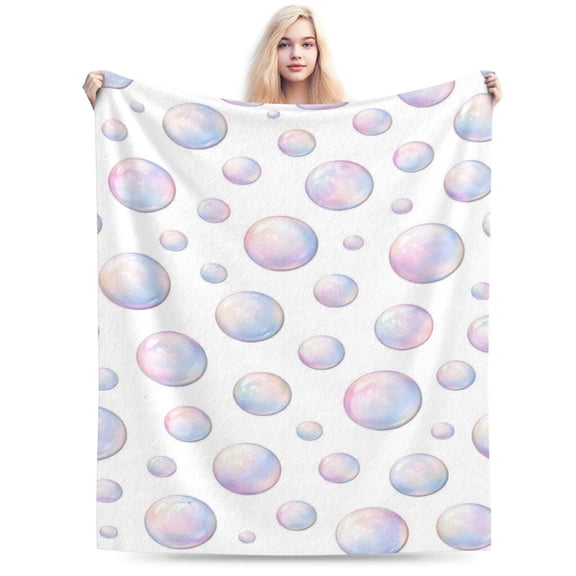 Iridescent Bubble Pattern Throw Blanket, Soft Decorative Blanket for Sofa Couch Bed Modern Home Décor 50x40