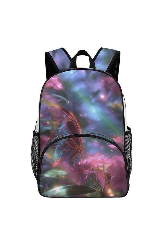 Iridescent Butterfly Magical Flower Garden Backpack Travel Laptop Casual College Daypack Back to Bag