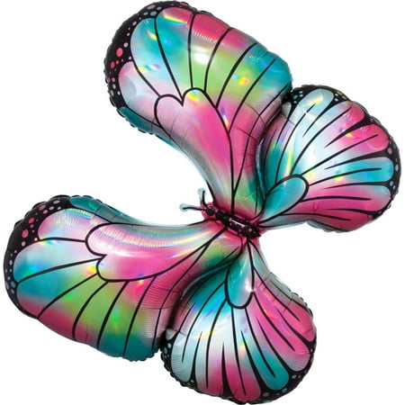 Iridescent Butterfly Teal and Pink Balloon 30"
