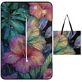 thumbnail image 1 of Iridescent Butterfly Tropical Flowers Rainforest Art Waterproof Picnic Blanket with Foldable Zipper, Suitable for Outdoor Use, Suitable for Travel, Camping, Beaches, Parks, Grasslands, Picnic Blanket, 1 of 8