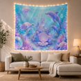 thumbnail image 1 of Iridescent Castle in Deep Blue and Lavender Seas, Dreamy Fantasy for Ocean Lovers, Underwater Wall Art, Birthday Gift, Tapestry Wall Hanging for Bedroom and Living Room, 1 of 7
