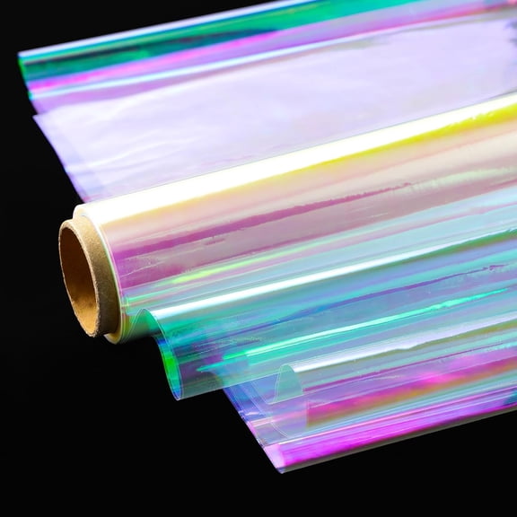 Iridescent Cellophane Wrap for Gift Baskets Rainbow Wrapping Film (50' Long x 17" Wide) Colored Film Roll to Wrap Gift Baskets, Flower, DIY Craft for mother's day Decor.