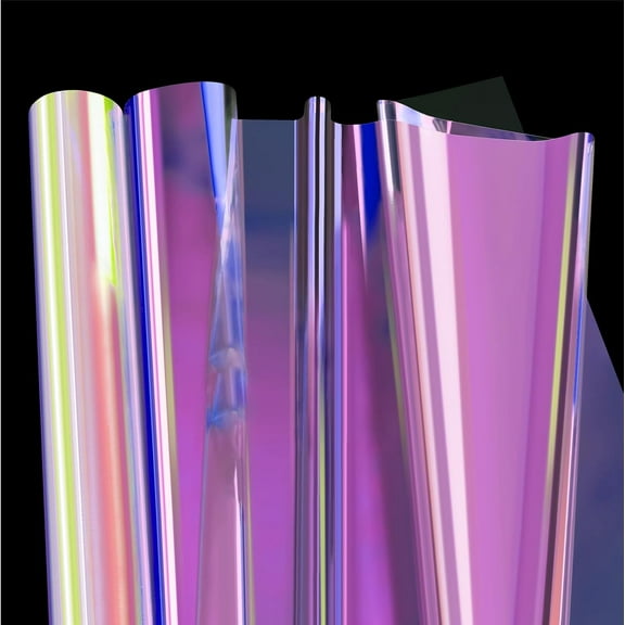 Iridescent Cellophane Wrap Roll | 50’Ft. Long X 17”In. Rainbow Colored Wrapping Film Roll | Bouquet, Baskets, Gifts, Crafts, Treats, Wrapping | Food Grade (34" Fold into 17")