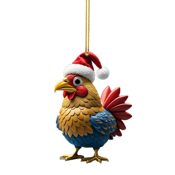 Iridescent Chicken Wonderland Hanging Charm Christmas Ornament Acrylic Wall Window Christmas Tree Decoration Car Pendant