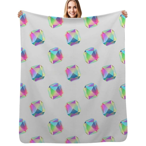Iridescent Diamond Pattern Flannel Blanket Warm Soft Bedding Throws Winter Camping Chair Sofa Bed