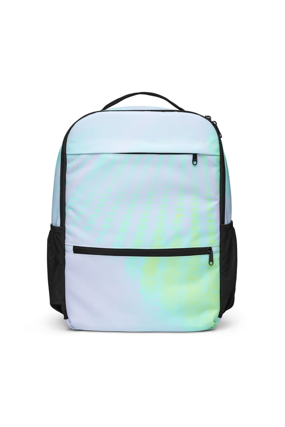 Iridescent Dot Utility Backpack  White Light Blue Modern Travel Laptop Daypack