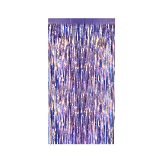 Iridescent Foil Fringe Curtain for Party Decoration - Holographic Metallic Door Curtain for Birthday Wedding Baby Shower - 39x79 Inch - PET Film Backdrop for Wall Window Table Decor - 1 Pack