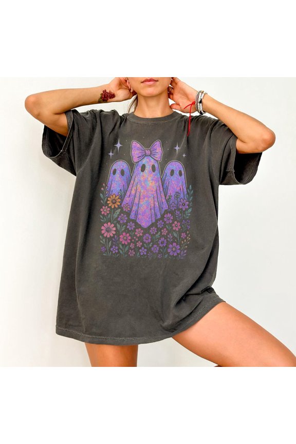 Iridescent Ghost Coquette Cute Floral Girly T-Shirt