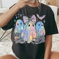 thumbnail image 1 of Iridescent Ghost Pumpkin T-Shirt, Cute Coquette Halloween Tee, Girly Fall Ghost Shirt, Spooky Season Graphic for Her, 1 of 5
