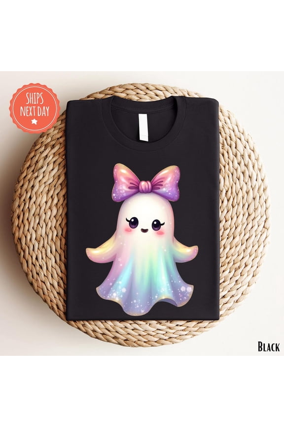 Iridescent Ghost Shirt - Coquette Ghost Tshirt - Cute Ghost Tee - Ghost Graphic Shirt - Shirt - Ladies Tshirt