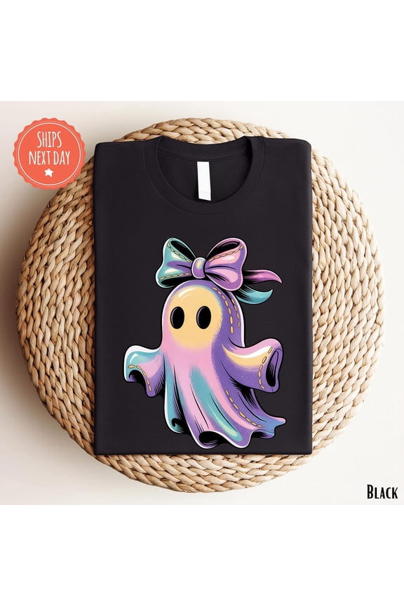 Iridescent Ghost Shirt - Coquette Ghost Tshirt - Cute Girly Ghost Shirt - Coquette Tshirt - Girls Shirt - Spooky Ghost