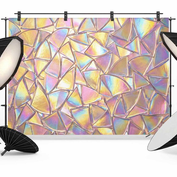 Iridescent Glass Photography Backdrop 12x8FT, Modern Abstract Dreamy Colorful Shining Glass Photo Backdrops, Background for Photography Studio Photo Studio Background, Back Drop for Photoshoot
