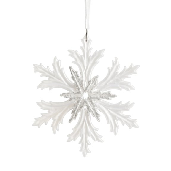 Iridescent Glass Snowflake Christmas Ornaments,Unique Designs, 5.12 Inch Snowflake Tree Decorations, Reflective Holiday Ornaments for Christmas Trees, Wreaths and Gifting