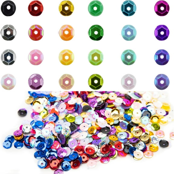 Iridescent Glittering Loose Craft Sequins,TGY 9000 Pcs 6mm Loose Sequins Bulk,Embroidery Craft Sequins with Holes, Iridescent Spangles for Decorations and Sewing Craft Decorations Art DIY