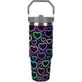 thumbnail image 1 of Iridescent Gradient Hearts Tumbler with Handle And Straw 30oz Flip Straw Stainless Steel Insulated Tumblers Cute Love Travel Coffee Cup Mug Water Bottle, Fits in Car Cup Holder, 1 of 1