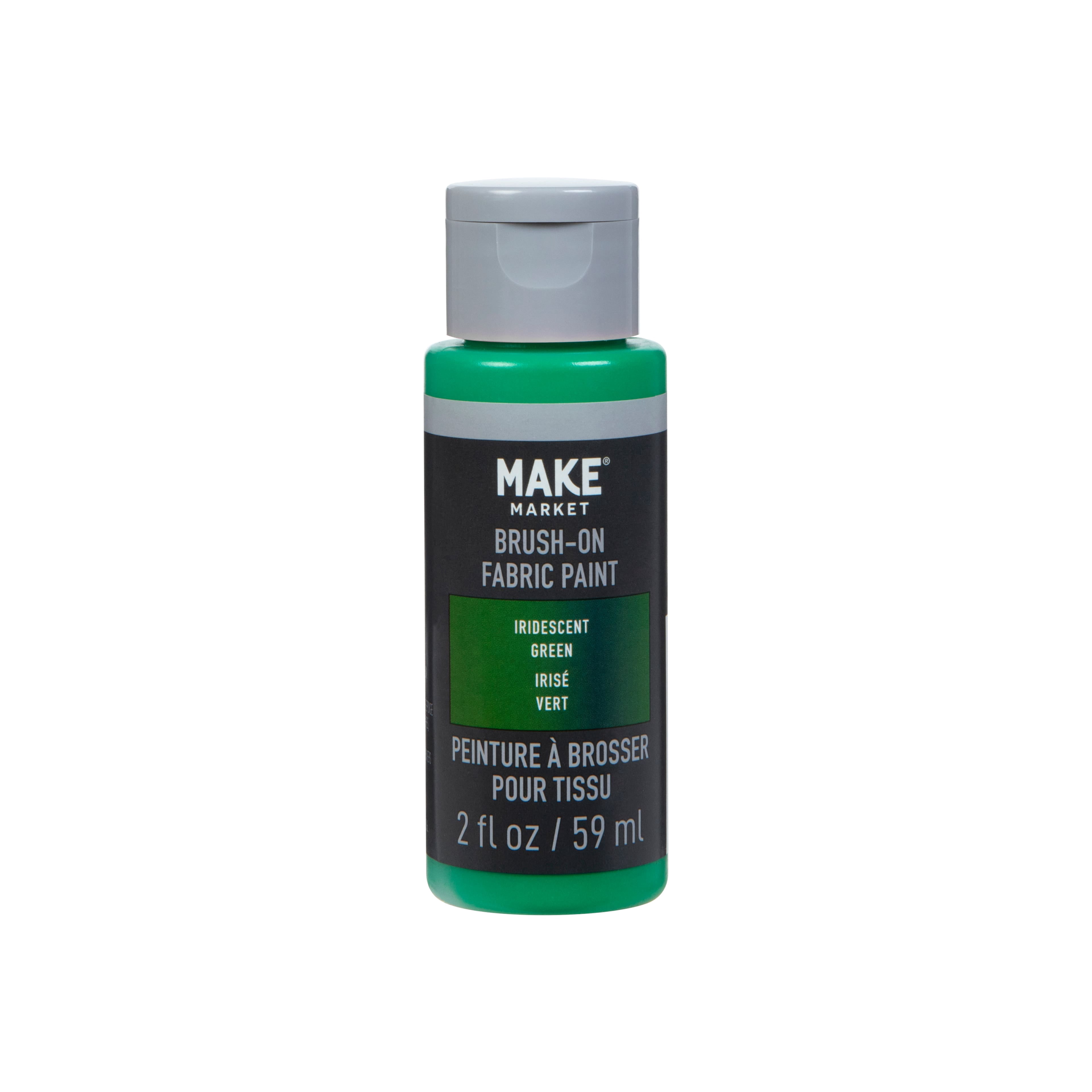 Make Market Iridescent Green Brush-On Fabric Paint - 2oz Bottles in Assorted Colors & Finishes, Nontoxic Paint for Clothing, Accessories & DIY Crafting, 12 Pack
