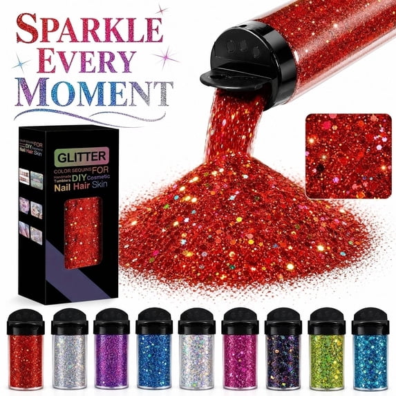 Iridescent Halloween Craft Glitter for Halloween Party Decorations, 1.76 Ounce Pet Flake Mix for Crafts, Nails, Modeling Material, Epoxy, Festive Decor